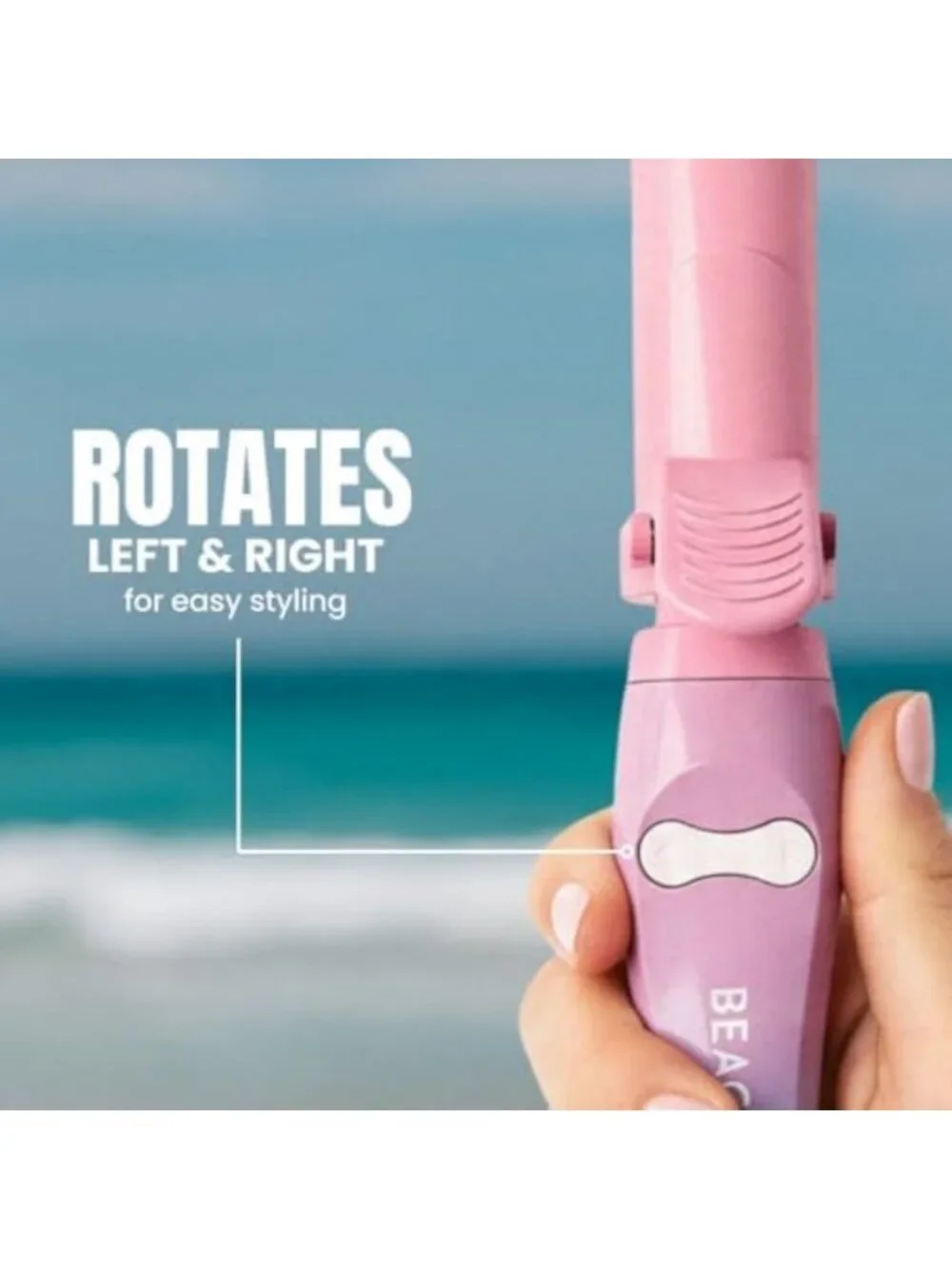 Rotating Ceramic Curling Iron - Large Barrel for Long Hair, Auto Shut-Off